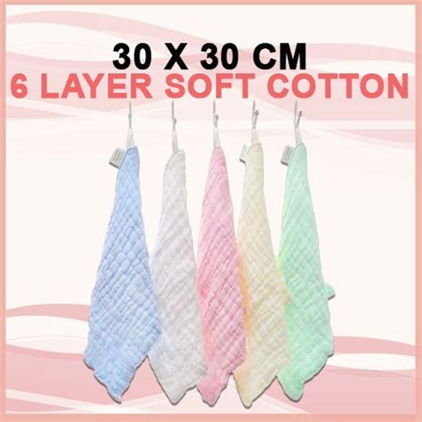 Baby Face Towel 30x30 cm Soft Cotton 6 Layer Gauze Muslin Bimpo for Babies Wash Cloth | Shopee ...