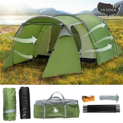 4/5 Person Family Tunnel Tent for Camping,iClover 2 Room Ultralight Backpacking Tent with Front ...