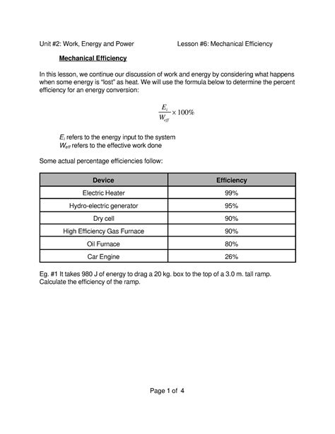 06 mechanical efficiency - Mechanical Efficiency In this lesson, we continue our discussion of ...