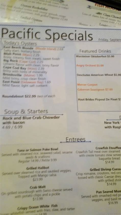 Menu at Shucks Fish House & Oyster Bar, Omaha, S 119th St