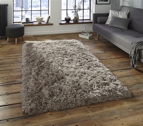 Grey Thick Shaggy 8.5cm Pile Rug Luxurious Hand Tufted 100% Acrylic ...