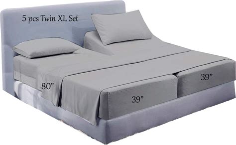 Amazon.com: Split King Sheet Sets for Adjustable Bed-5 Pc Split King Sheet-Twin XL Fitted Sheet ...