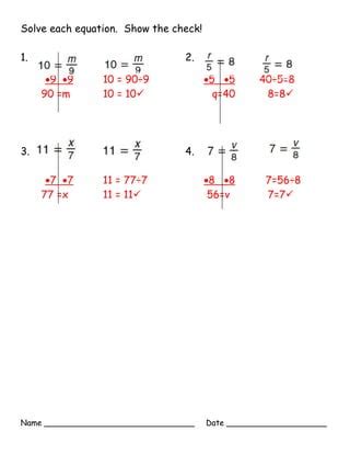 Unit 2 lesson 4 solving & writing division equations | PDF