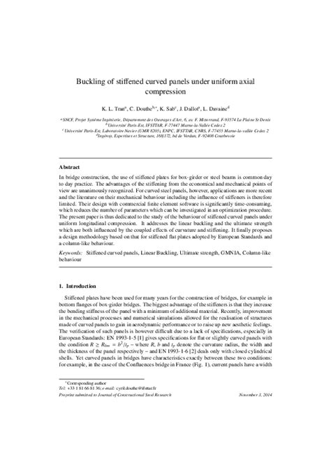 (PDF) Buckling of stiffened curved panels under uniform axial ...