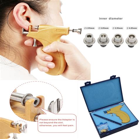 Professional Ear Piercing Gun Stainless Steel Safe Sterile Ear Nose Navel Body Piercing Gun Tool ...