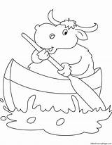 Yak boating coloring Page sketch template