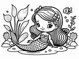 Cute Mermaid Coloring Page · Creative Fabrica sketch template