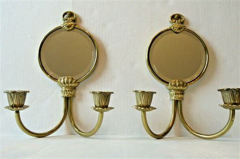 Vintage Wall Sconces Beveled Mirror Dual Candle Holders 10" x 7.5" #HollywoodRegency | Vintage ...