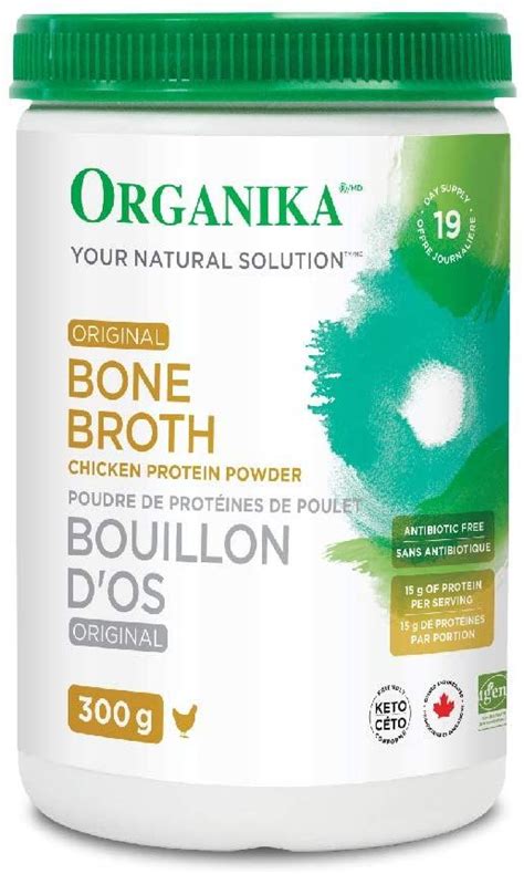 Organika Bone Broth Chicken, Original, 300g: Amazon.ca: Health & Personal Care | Broth, Bone ...