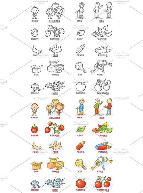 Plural of Nouns in Cartoon Pictures | Plurals, Cartoon pics, Nouns