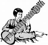 Drawing Sitar Instrument Sketch Coloring Page sketch template