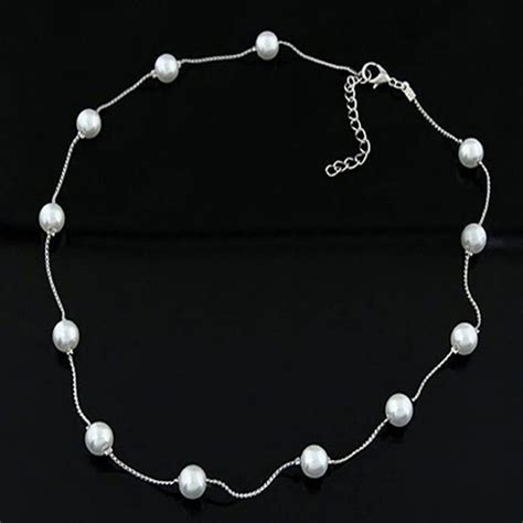 Women Classic Rose Gold Pearl Choker Necklaces Pendant Jewelry Chain Imitation Pearls Necklaces ...