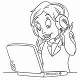 Premium Vector  Cute Operator Girl customer Service Agent People sketch template
