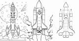 Rocket Coloring Kids Pages Spaceship Ship Alien Drawing Space Printable  sketch template