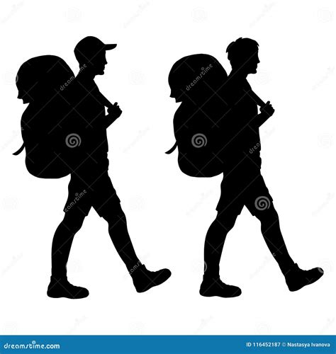 Walking Hiker Isolated Silhouette Stock Vector - Illustration of figure, hiking: 116452187