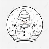 Preciosa Página Para Colorear De Bola Cristal Muñeco Nieve  sketch template