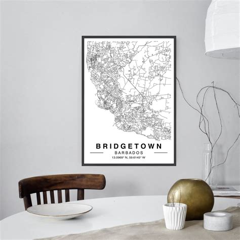 Bridgetown Map Print Custom Map Print Bridgetown City Map | Etsy