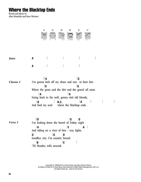 Where The Blacktop Ends by Keith Urban - Guitar Chords/Lyrics - Guitar ...