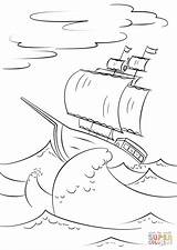 Sailing Ship On Huge Ocean Waves coloring Page  Free Printable sketch template