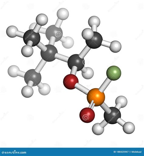 Soman Nerve Agent Molecule, 3D Rendering (chemical Weapon). Atoms are ...