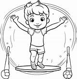 Boy jumping On trampoline coloring Page 50160379 Vector Art At Vecteezy sketch template
