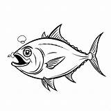 Hand Drawn coloring Book Illustration Of tuna fish For Children  sketch template