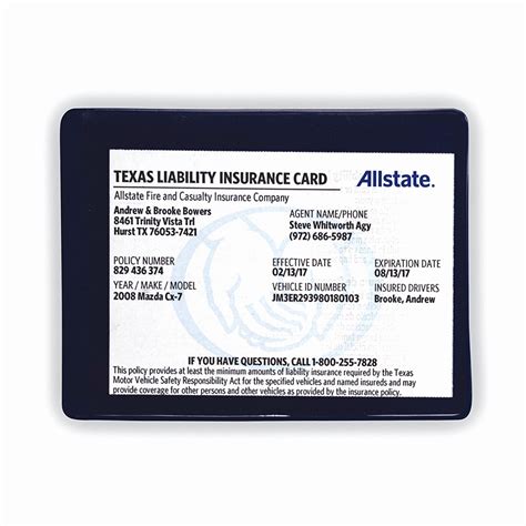Allstate Insurance Card Template