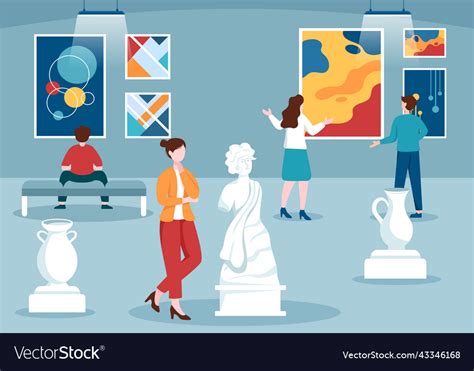 Art gallery museum cartoon with exhibition Vector Image