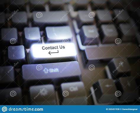 A Glowing Bright `contact Us` Button, Key, Message on the Keyboard. Customer Service Concept ...