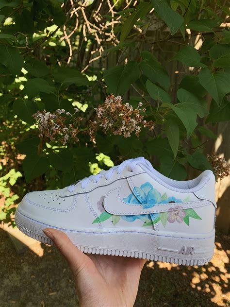 Blue and Lilac Floral Design Custom Air Force 1's (AF1s)