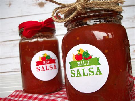 Salsa – Mild, Medium, Hot Canning Labels, round mason jar stickers – CanningCrafts
