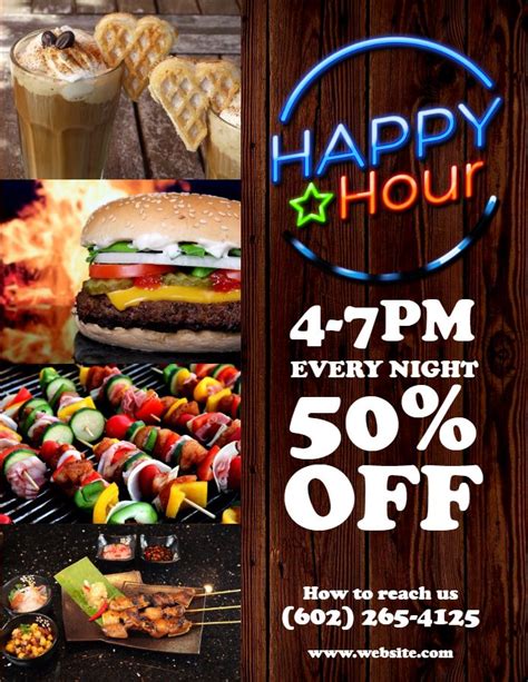 Happy hour pub flyer poster social media design template. | Happy hour ...