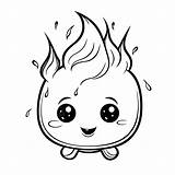 Cute Cartoon Fire Burn Coloring Page Outline Sketch Drawing Vector  sketch template