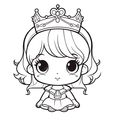 Cute Baby Girl In A Crown Coloring Pages Outline Sketch Drawing Vector, Crown Drawing, Baby ...