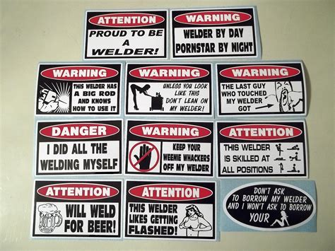 FUNNY 11 PC WELDER STICKER COLLECTION TOOL BOX WELDING METAL MIG TIG ...