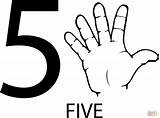 ASL Number Five  Super Coloring Pages Sign Language Words sketch template