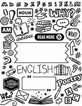 ENGLISH Coloring Doodle Page  ESL READING Journal Cover sketch template