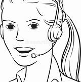 Whiteboard Drawing  Customer Support Woman With Headset Stock Vector sketch template
