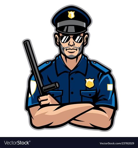 Police officer posing in crossing arms Royalty Free Vector | Police, Police officer, Policeman