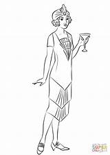 Flapper Coloring Pages For Adults Sketch Coloring Page sketch template