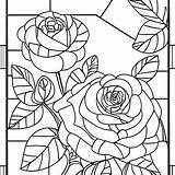 Intricate Stained Glass Roses Coloring Page · Creative Fabrica sketch template