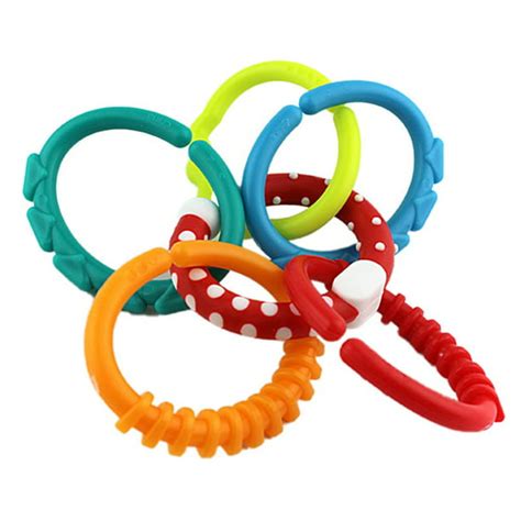 6Pcs Baby Teether Rings, Rainbow Circle Link Baby Toys, Soother Infant ...