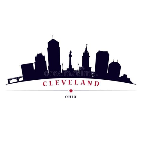 Cleveland Skyline Black Silhouette Stock Vector - Illustration of ...