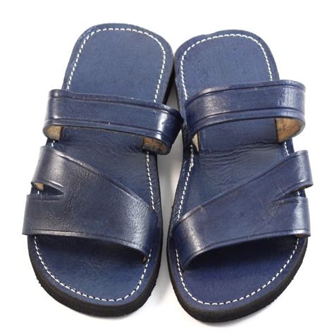 Men's Moroccan sandals in blue leather