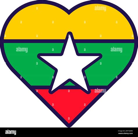 Patriot heart in national Myanmar flag colors. Festive element ...