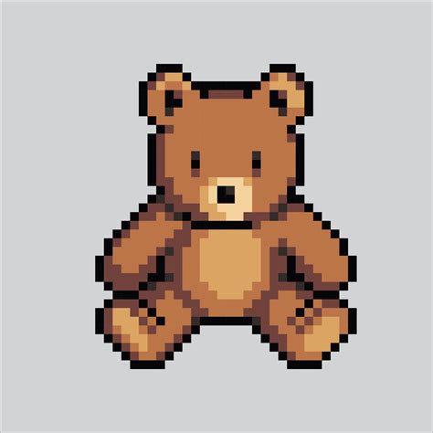 Pixel art illustration teddy bear. Pixelated teddy bear. cute teddy bear doll pixelated for the ...