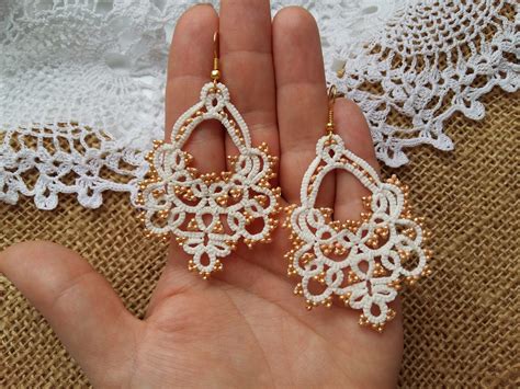 Tatting Jewelry Lace Earrings Маркиза Jewellery - Etsy