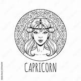 Capricorn zodiac Sign Artwork Adult coloring Book Page Beautiful  sketch template