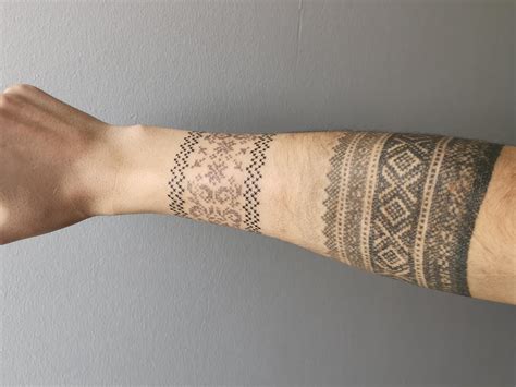 Norwegian knitting patterns, done by Dora @ Timeless tattoo. Oslo, Norway. : r/tattoos