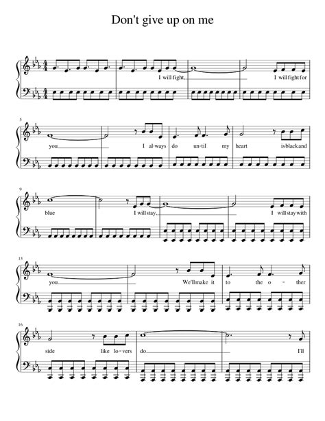 Don t give up on me sheet music for Piano download free in PDF or MIDI